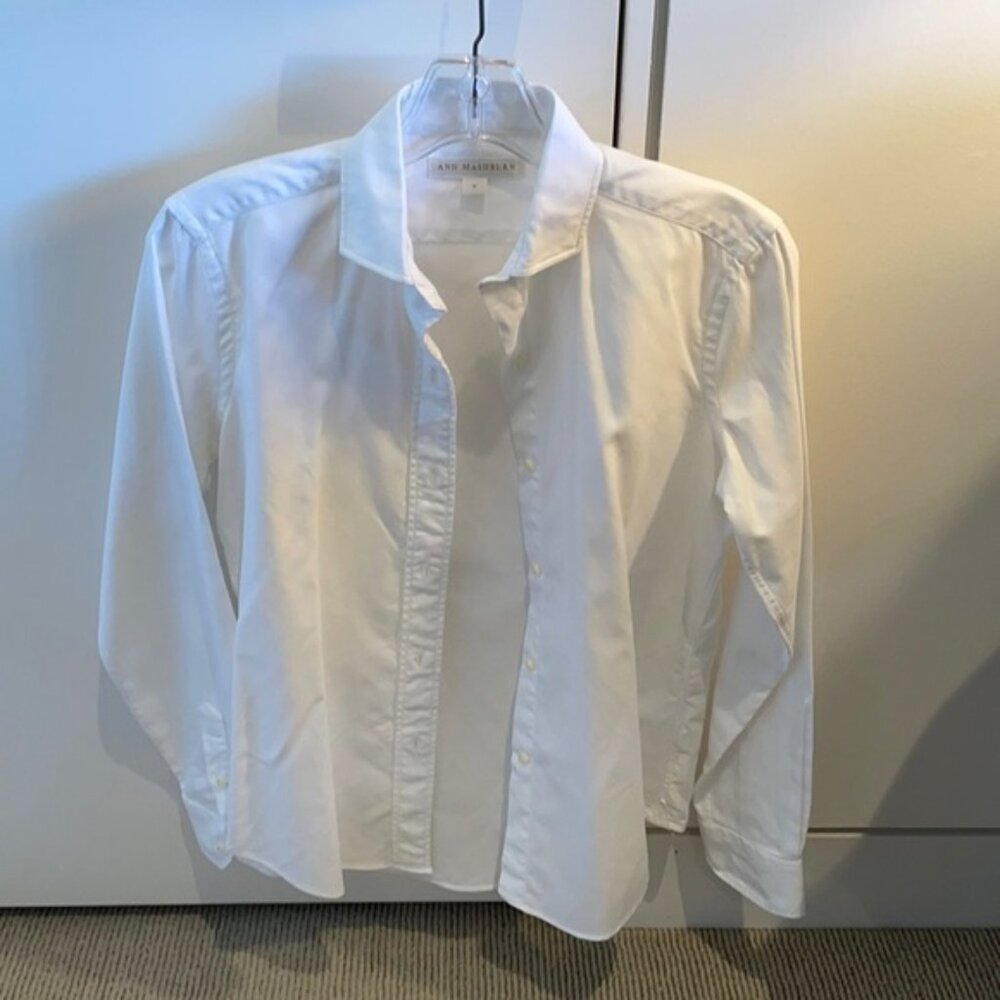 Ann Mashburn white button down blouse.